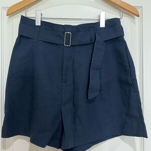Club Monaco High Waist Navy Belted Shorts